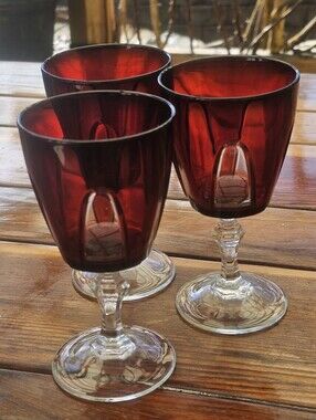 Vintage Cristal D'Arques Durand Of France Ruby Red Goblets